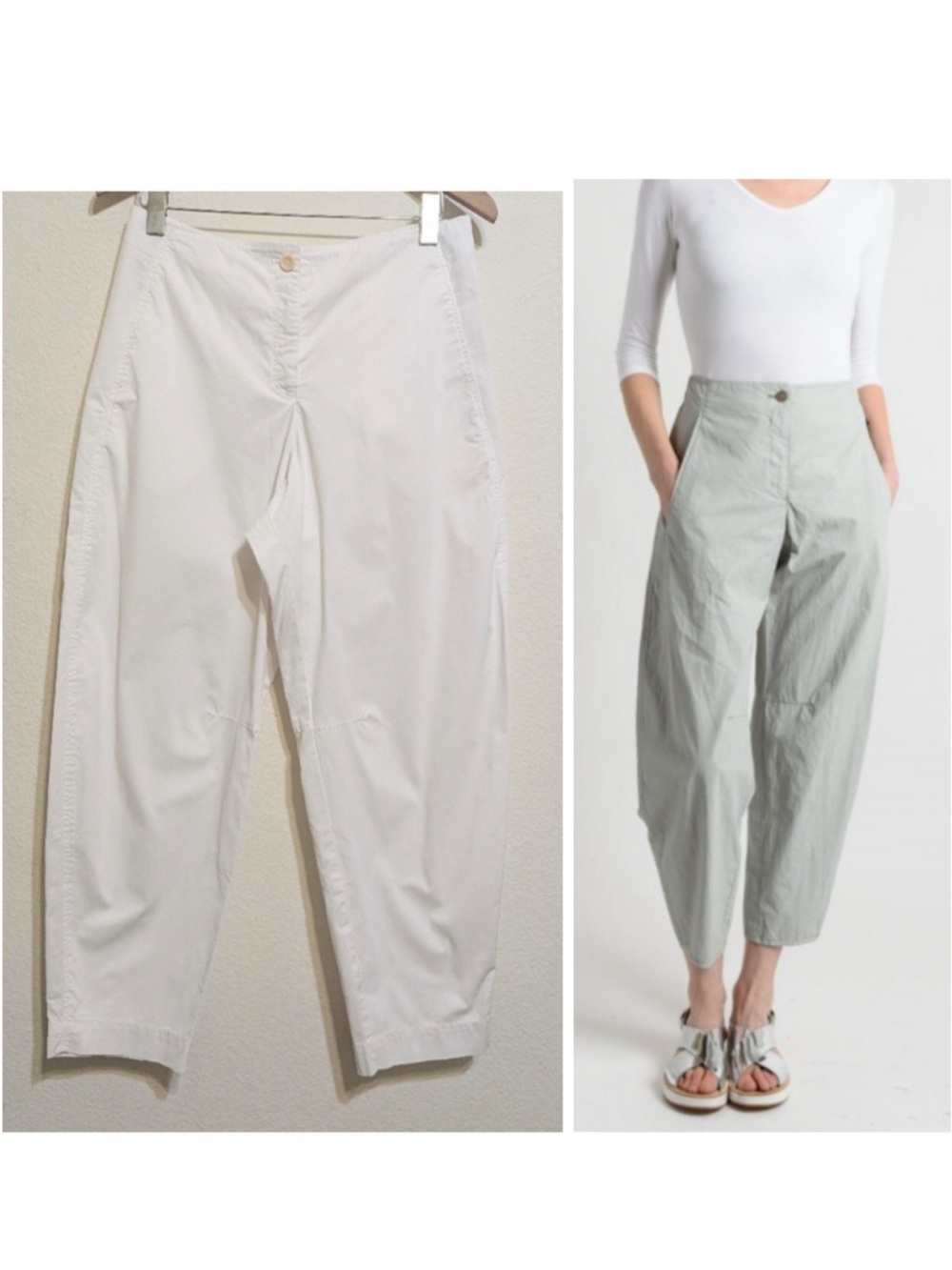 Oska Cotton Lagenlook Wide Ankle Pants in White